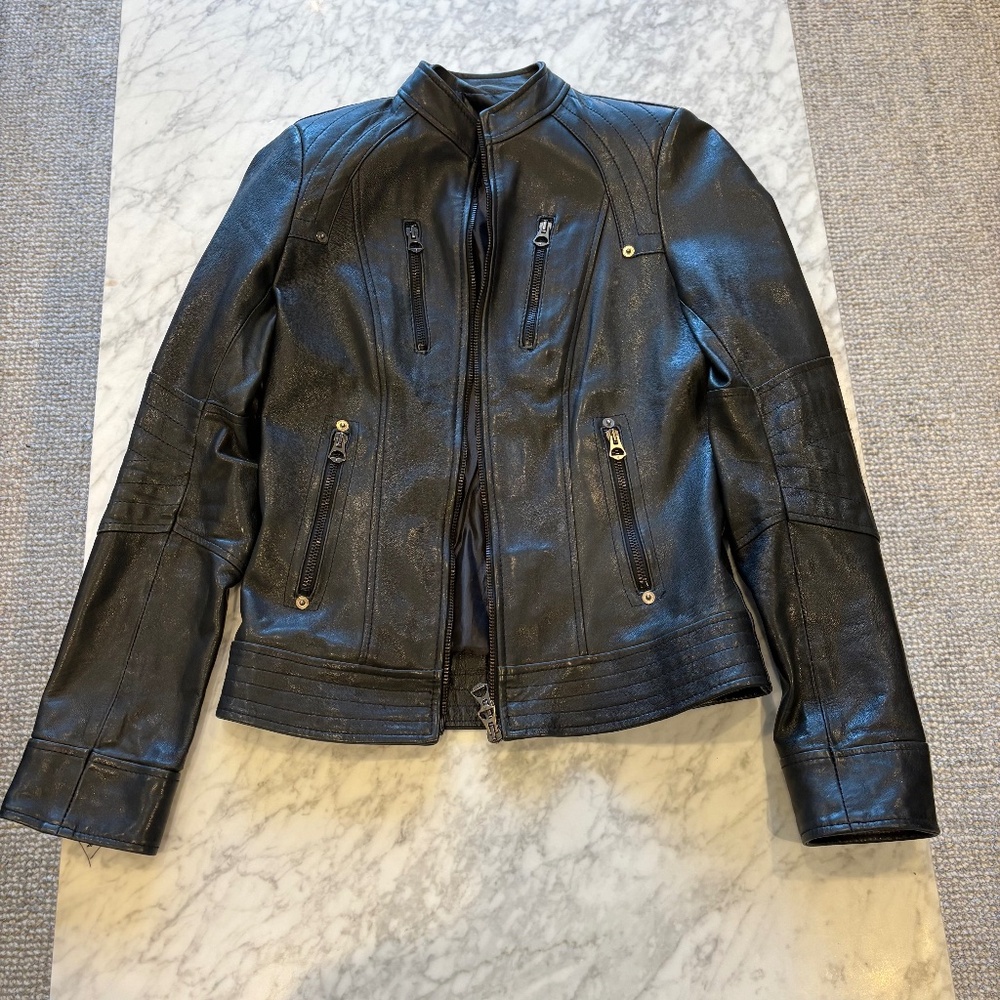 Black Italian Leather Jacket - Purchased in Florence